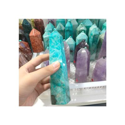 China Classic Blue Crystal Natural Point Crystal Wand Tower Stone Amazon China Design Points Obelisks for sale