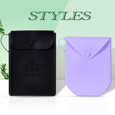 China Design MC-01 Biodegradable Colorful Silicone Face Mask Holder Portable Storage Box For Antibacterial Face Mask for sale