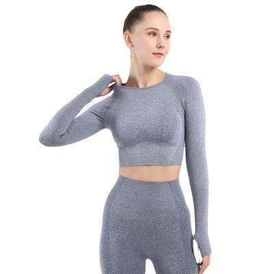 China Breathable 2022 New Yoga Shaping Long Sleeve Upper Body Shaping Yoga Top Fashion Sports Seamless Slim Top for sale