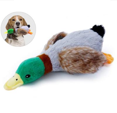 China New Hot Sale Lifelike Realistic Plush Chewing Duck Dog Toy Sounding Stuffed Animal Pet Toy With Squeak for sale