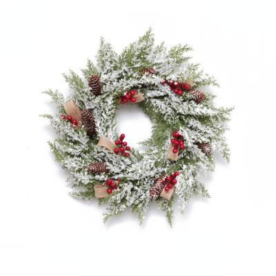 China PE Christmas Decorations Pine Cone Snow Christmas Wreath PE Christmas Wreath Hotel Mall Doors and Windows Best-Selling Pendant for sale