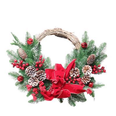 China Luxury PE Christmas Decorations Best Selling PE White Pine Fruit Christmas Wreath Hotel Mall Decoration Pendant for sale