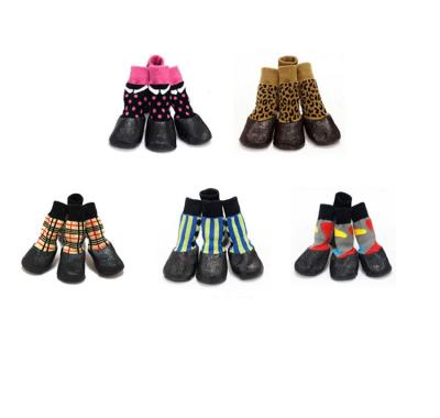 China Paw Rubber Covered Pet Socks Anti-skid Water Proof Pet Socks Outdoor Use Viable Dog Socks for sale