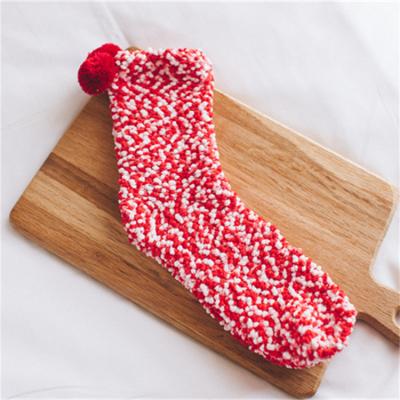 China New Soft QUICK DRY Sock Warm Anti-skid Girl Christmas Thick Socks Coral Fleece Fluffy Winter Home Floor Socks for sale