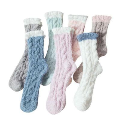 China 2022 Comfortable QUICK DRY Coral Fleece Floor Socks Thick Fuzzy Socks Polyester Women Warm Anti Slip Indoor Winter for sale