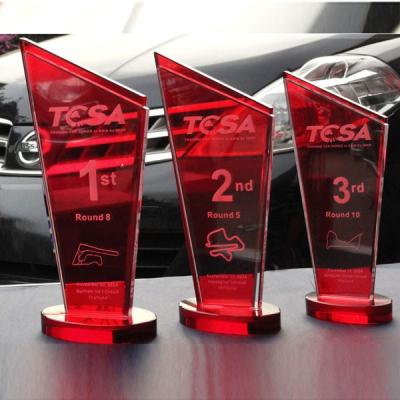 China High Quality Crystal Sports Trophy Hand Trophy Customized Red Or Green Award for sale