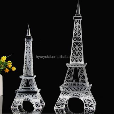 China Hot Seller Europe LED Light Wedding Crystal Glass Eiffel Tower Statues Birthday Gifts. for sale