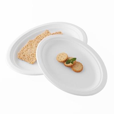 China Disposable Disposable Sugar Cane Pulp Dish Bagasse Oval Dish Party Dish for sale