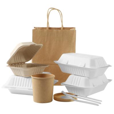 China 2019 Fashional Biodegradable Disposable Packaging Bagasse Take Away Food Box Biodegradable Compostable Products for sale