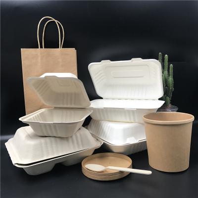 China 2021 New 8*8 Take Out Bowl Noodle Bowl Biodegradable Biodegradable Tending Disposable Food Packaging Sugar Cane Bagasse for sale