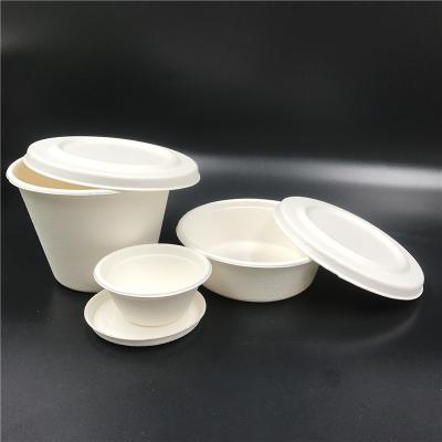 China Disposable Wholesale Low Price Sugar Cane Eco Friendly Biodegradable Tableware Set Bagasse Bowls Ramen Bowl Disposable Japanese Takeout for sale