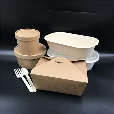 China Biodegradable 2100ml Eco Friendly Biodegradable Take Out Food Packaging To Go Lunch Containers Wrapping Paper Fast Food Box For Restaurant for sale