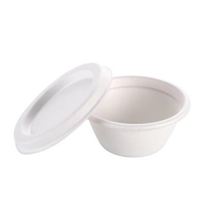 China Customized Biodegradable 2 Oz Take Away Sugarcane Bagasse Paper Pulp Biodegradable Disposable Sauce Cup With Lid for sale