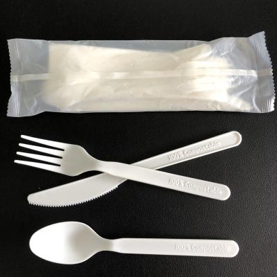 China 100% Compostable Eco Friendly Reuse Disposable Biodegradable Luxury Flatware CPLA Cutlery Set for sale