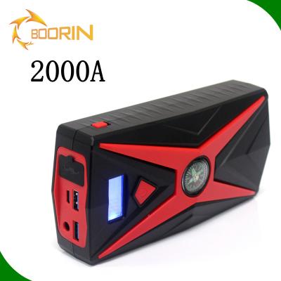 China Type C 5v 12v 16v Peak Current Capacity 2000A 20000mAh Car Jump Starter USB Port Car Jump Starter Power Bank 22.5*13*10cm for sale