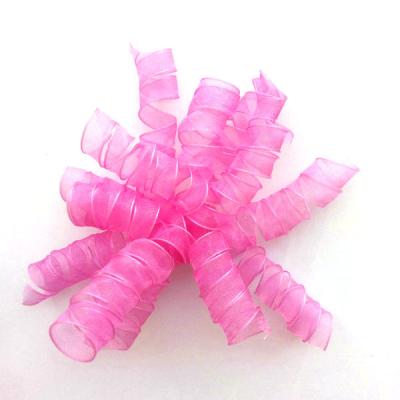 China Decorative Organza Floral Valentine's Day Swirl Sheer Chiffon Ribbon Wrapping Curly Bow for sale