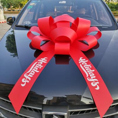 China HOT SALE Christmas 30 inch Happy Holidays Printing Car Decorative Magnetic Bow for sale