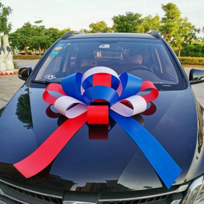 China HOT SALE Christmas American Patriotic Magnetic Bow White Red Blue Ribbon Car Interior Exterior 30 inch for sale