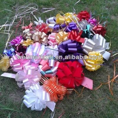 China Christmas Organza Mesh Woven Ribbon Pom Pom Pull Bow Wedding Car Decoration for sale