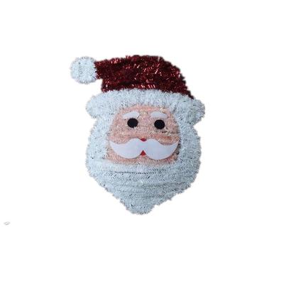 China Plastic 3D Glitter Plastic Frame Santa Claus Tinsel Christmas Ornament Tree Hanging Decorations for sale