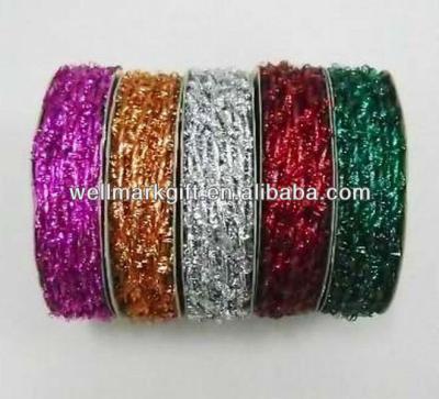 China Shiny Christmas Sparkle Tinsel Rubber Elastic Cord Ribbon Band for sale