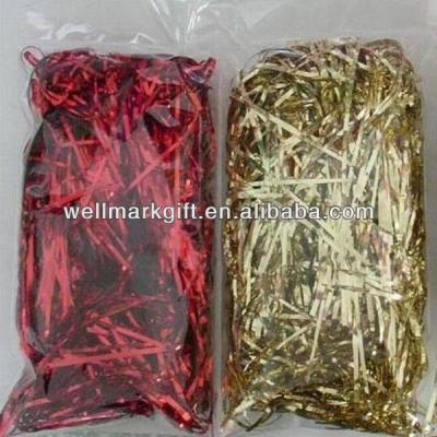 China Christmas Christmas Basket Filler Red Gold Foil PVC Tissue Shred Metallic Paper for sale