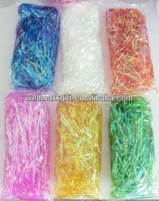 China Iridescent PVC Film Party Christmas Rainbow Basket Filler Shred Fabric for sale