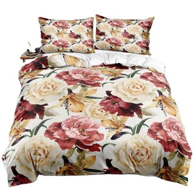 China Flower Design 3d Bedding Set Designer Bed Linen Set Digital Printing Luxury Nondisposable Bedding Wholesale for sale