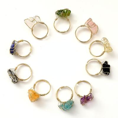 China 2021 Hot Sale Romantic Healing Crystal Jewelry Ring Sets Adjustable Minimalist Ring for sale