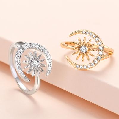 China 2021 Romantic Hot Sale Healing Star Moon Minimalist Jewelry Ring Sets Adjustable Ring for sale