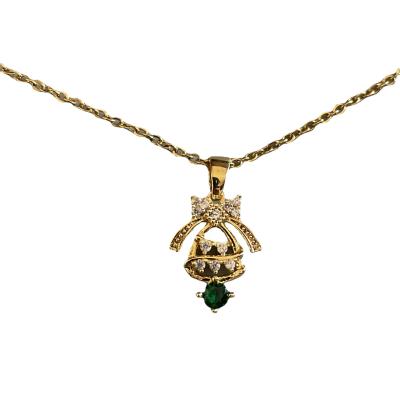 China Vintage Factory Wholesale Christmas Tree Necklace 18K Gold Plated Christmas Hat Santa Claus Gift Jewelry For Kid Women for sale