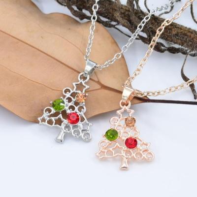 China Vintage High Quality Wholesale Christmas Tree Necklace Christmas Hat Santa Claus Gift Crystal Jewelry For Kid Women for sale