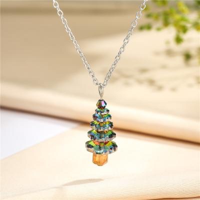 China Vintage Factory Wholesale Christmas Tree Necklace Christmas Hat Santa Claus Crystal Gift Jewelry For Kid Women for sale