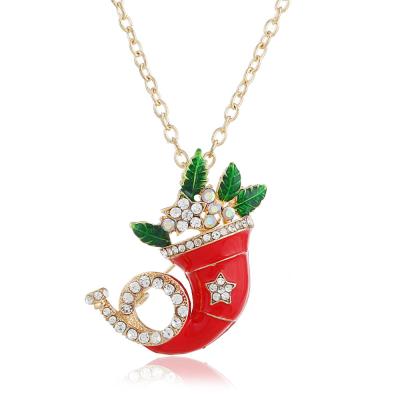 China Wholesale Vintage Factory Christmas Zircon Necklace Christmas Tree Hat Santa Claus Gift Jewelry For Kid Women for sale