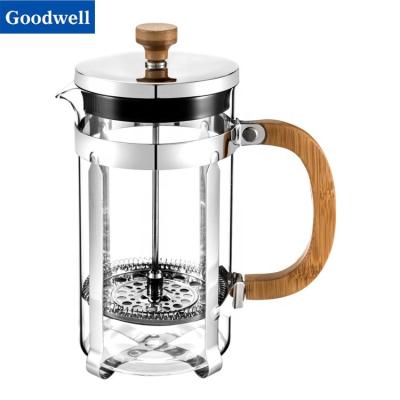 China *Amazon Viable Handle Glass Stainless Steel Popular Bamboo French Press and Coffee Press Stainless French Press Coffee Maker 1000ml for sale