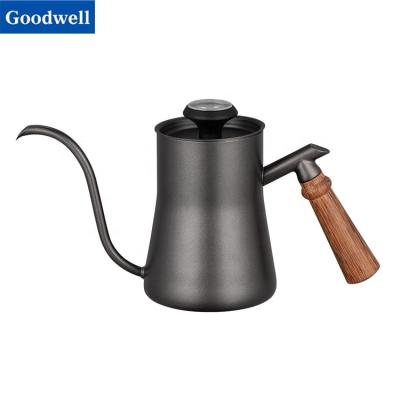 China Durable Black Stainless Steel Gooseneck Coffee Drip Kettle, Pour Over Coffee Drip Kettle and Pour Over Coffee Kettle with Thermometer for sale