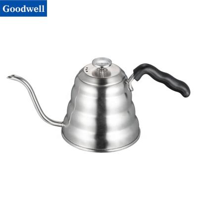 China Sustainable Stainless Steel Gooseneck Coffee Drip Kettle, Pour Over Coffee Drip Kettle and Pour Over Coffee Kettle with Thermometer Black for sale