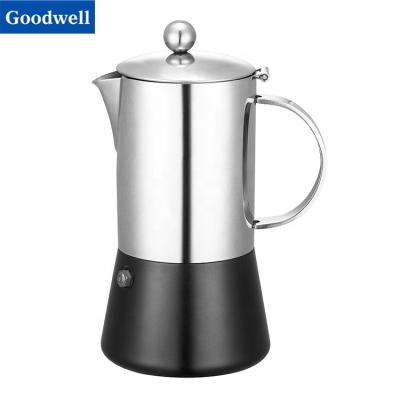 China Popular *Amazon Viable Stainless Steel Mocha Pot Pot Espresso Coffee Pot 6 Cups Black Coated For Low Cup for sale