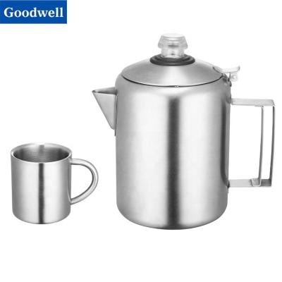 China Popular *Amazon Viable Stainless Steel Coffee Pot and Camping Coffee Percolator Camping Coffee Maker 12 Cup for sale