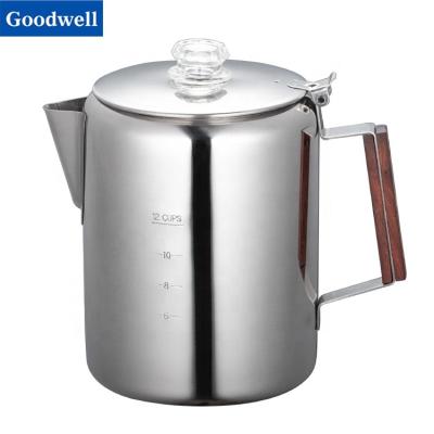 China Popular *Amazon Viable Stainless Steel Coffee Pot and Camping Coffee Percolator Camping Coffee Maker 12 Cup for sale