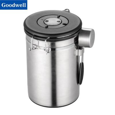 China *Amazon's Popular Airtight Freshness Keeping Stainless Steel Coffee Canister For Tea Coffee Sugar Canisters With Scoop With CO2 Valve for sale