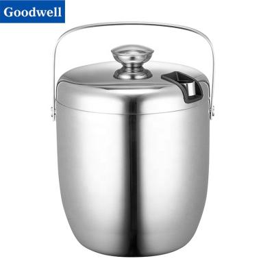 China Viable* Amazon's Popular Double Wall Insulated Stainless Steel Wine Ice Bucket and Champagne Ice Bucket with Lid and Ice Tongs for sale