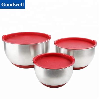 China Sustainable Popular High Polished Stainless Steel Salad Bowl And Mixing Bowl Sets for sale