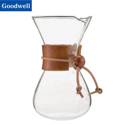 China Sustainable Popular Borosilicate Glass Heat Resistant Pour Over Coffee Pot Hand Drip Coffee Pot for sale