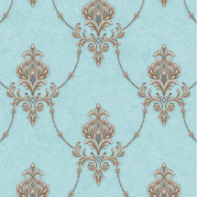 China Luxury Eco - Friendly PVC Wallpaper European Style 3D Damask Wallpaper for sale