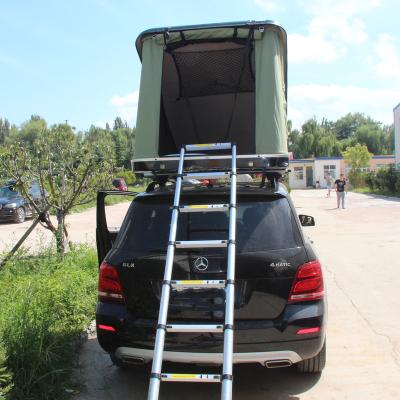 China High Quality Triangle 4wd Car SUV Car Fiberglass Straight Bracing Type Hard Shell Roof Top Tent With Awning for sale