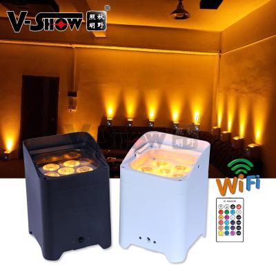 China Wedding V-Show USA Warehouse 10pcs with Flightcase 6*18W RGBWA Par UV Battery Wireless Uplight 6in1 LED Stage Lights for Wedding for sale