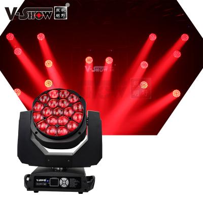 China Stage Light DJ V-show USA Warehouse 1pc Bee Eye 19 Large * 15W Beam Wash Zoom LED Moving Head Fixture Light For DJ Concert for sale