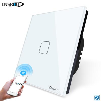 中国 Glass Zigbee Smart Switch 1Gang 1Way Zigbee Switch CNSKOU EU UK 1 Band Panel Wireless Zigbee Switch 販売のため