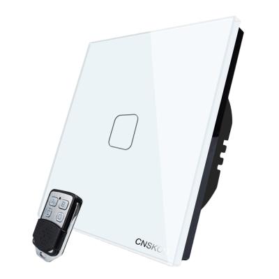 China Crystal Glass Panel EU Standard 433mhz 1Gang 2Way Wireless Remote Switch Include More Remote for sale